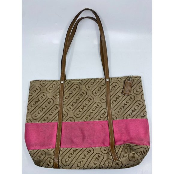 COACH Large Tan Brown Pink Tote Bag Msrp $350 - Picture 2 of 13